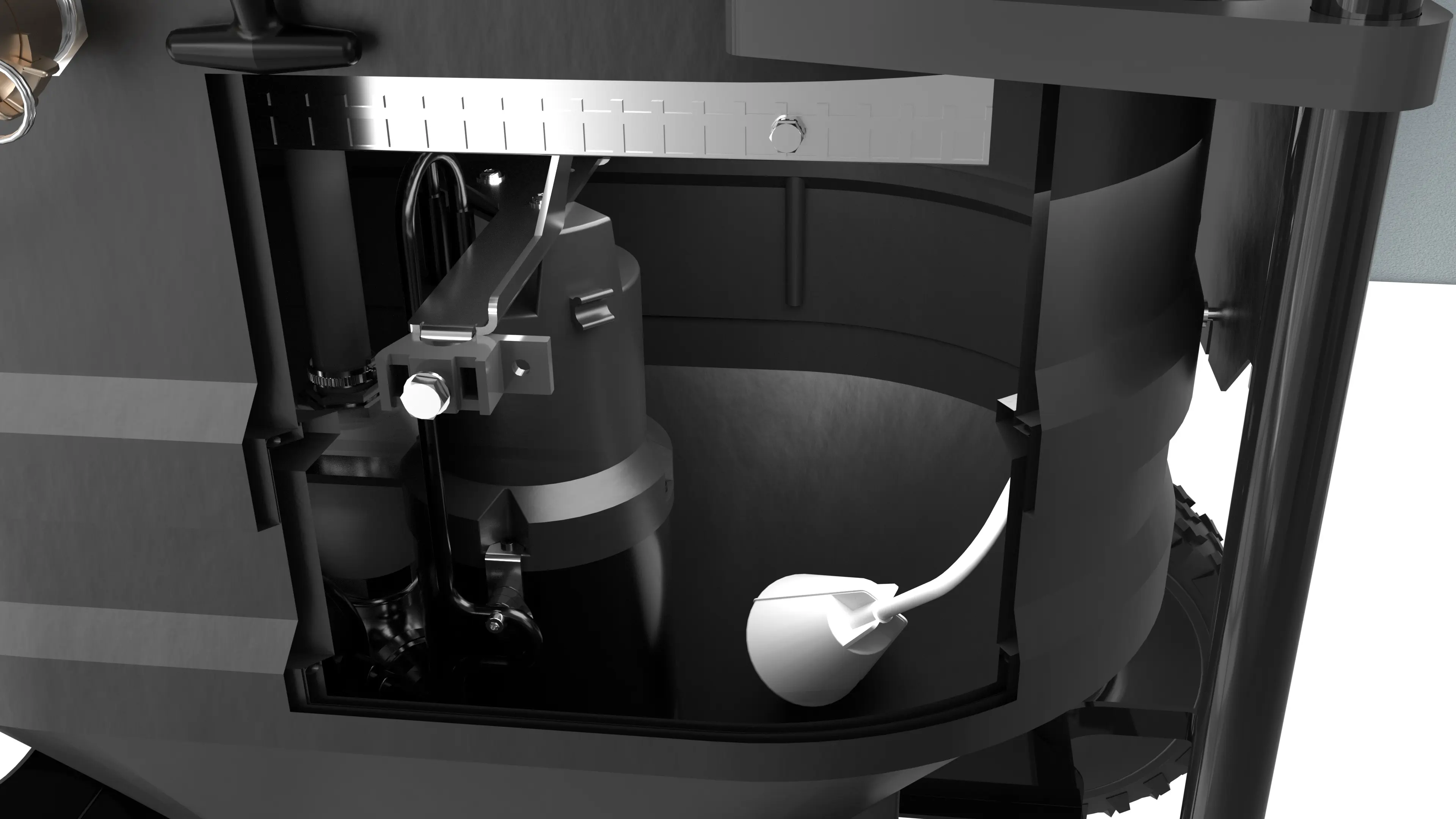 Automatische Füllstandskontrolle: Ein integrierter Füllstandssensor schaltet den Saugmotor bei maximalem Füllstand automatisch ab. Das schützt das System zuverlässig vor Übersaugen.